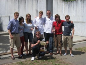 John Reynolds, in a white top, with the other semi-finalists. Filippo Variola is holding the cup.